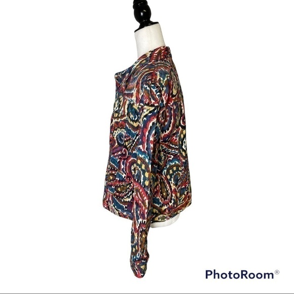 RUBY Rd. Multi Color Abstract Jacket w Pearl Buttons Sz 18 - Picture 5 of 7